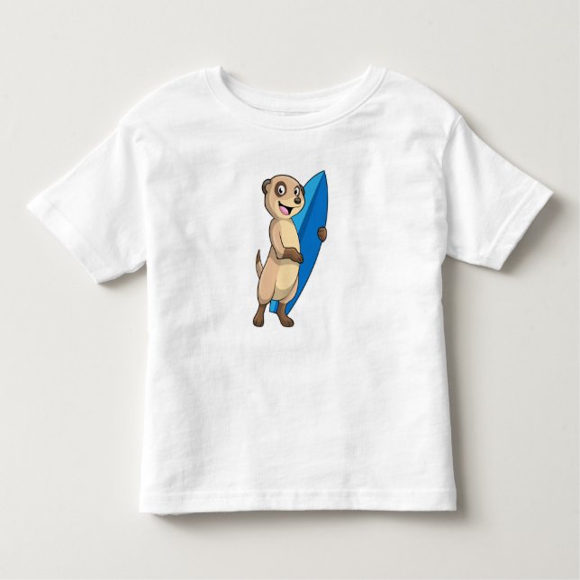 Meerkat as Surfer with Surfboard Toddler T-Shirt (Front)