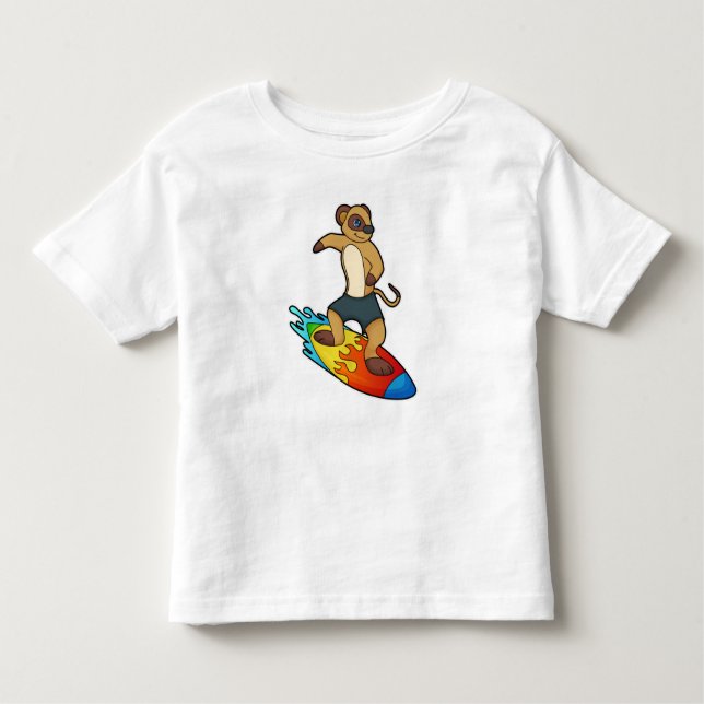 Meerkat as Surfer with Surfboard Toddler T-Shirt (Front)