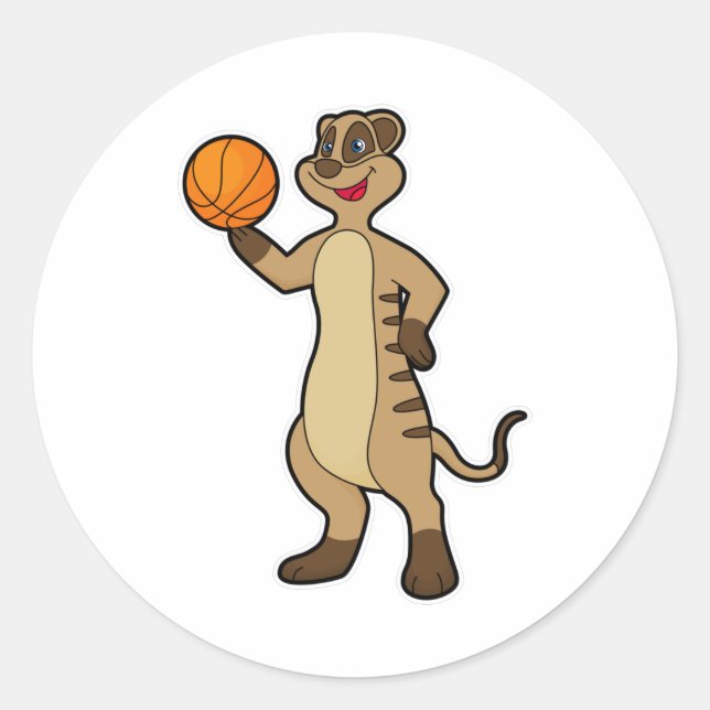 Meerkat at Basketball Sports Classic Round Sticker (Front)