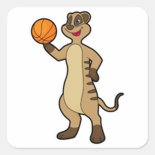 Meerkat at Basketball Sports Square Sticker