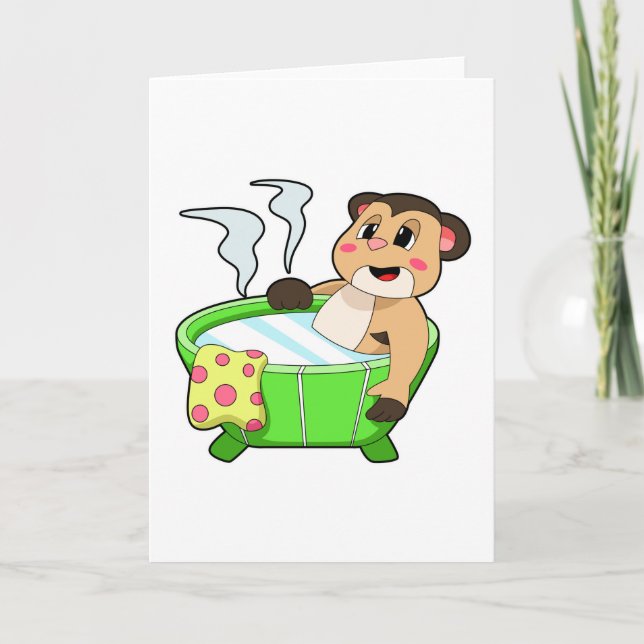 Meerkat at Bathing in Bathtub Card (Front)