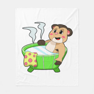 Meerkat at Bathing in Bathtub Fleece Blanket