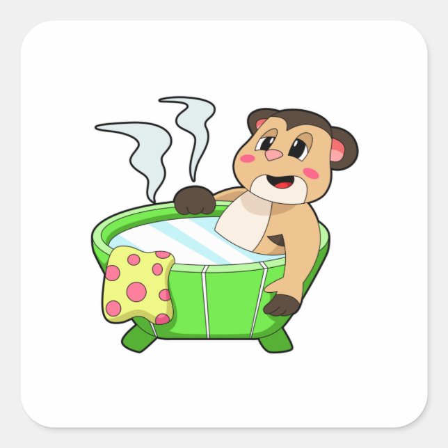 Meerkat at Bathing in Bathtub Square Sticker (Front)