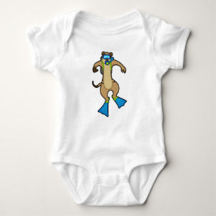 Meerkat at Diving with Swimming goggles Baby Bodysuit