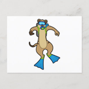 Meerkat at Diving with Swimming goggles Postcard