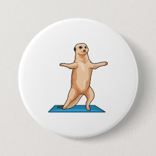 Meerkat at Fitness Stretching exercise 7.5 Cm Round Badge