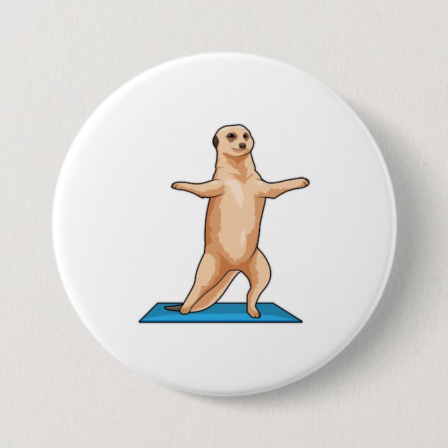 Meerkat at Fitness Stretching exercise 7.5 Cm Round Badge (Front)