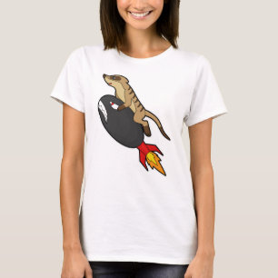 Meerkat at Flying with Rocket T-Shirt
