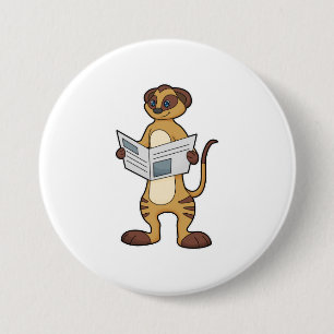 Meerkat at Reading a Newspaper 7.5 Cm Round Badge