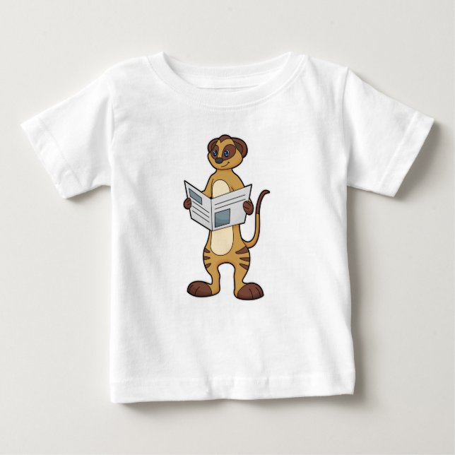 Meerkat at Reading a Newspaper Baby T-Shirt (Front)