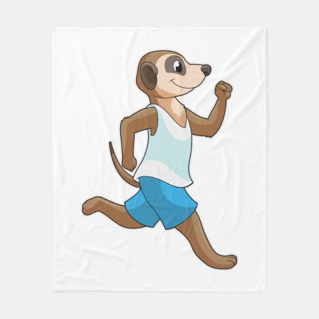 Meerkat at Running Sports Fleece Blanket (Front)
