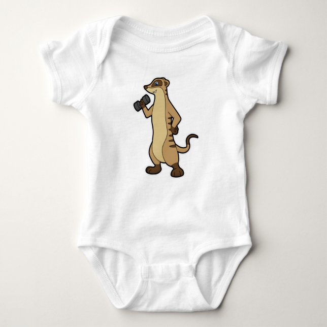 Meerkat at Strength training with Dumbbell Baby Bodysuit (Front)