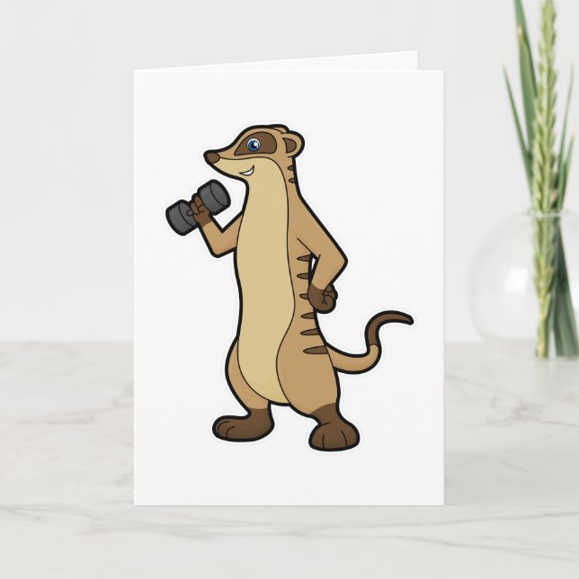Meerkat at Strength training with Dumbbell Card (Front)