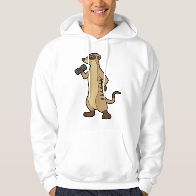 Meerkat at Strength training with Dumbbell Hoodie (Front)