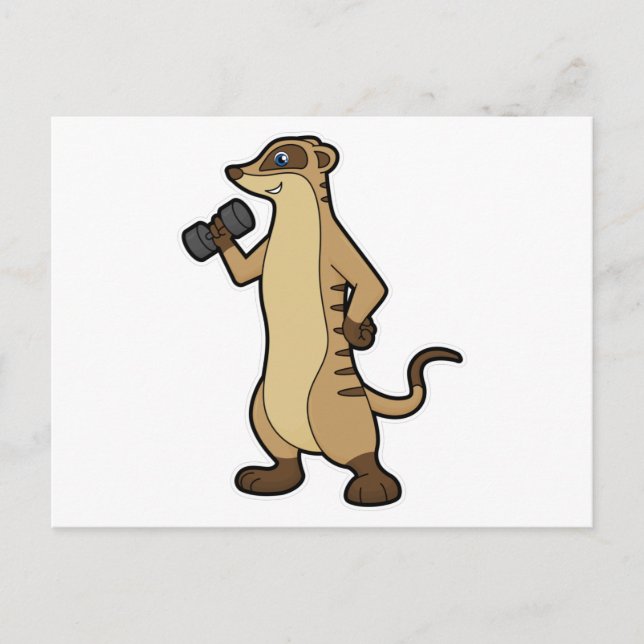 Meerkat at Strength training with Dumbbell Postcard (Front)