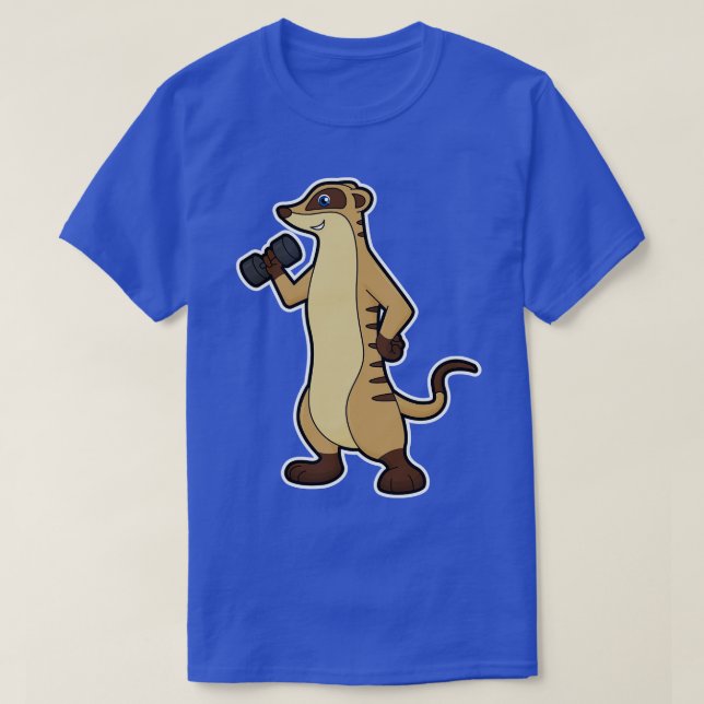 Meerkat at Strength training with Dumbbell T-Shirt (Design Front)