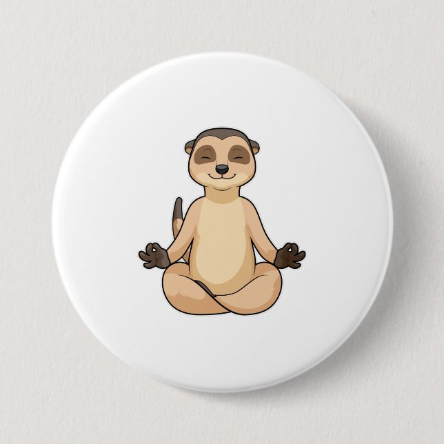 Meerkat at Yoga Meditation 7.5 Cm Round Badge (Front)