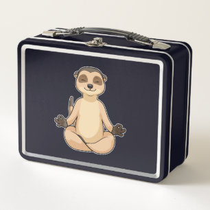 Meerkat at Yoga Meditation Metal Lunch Box