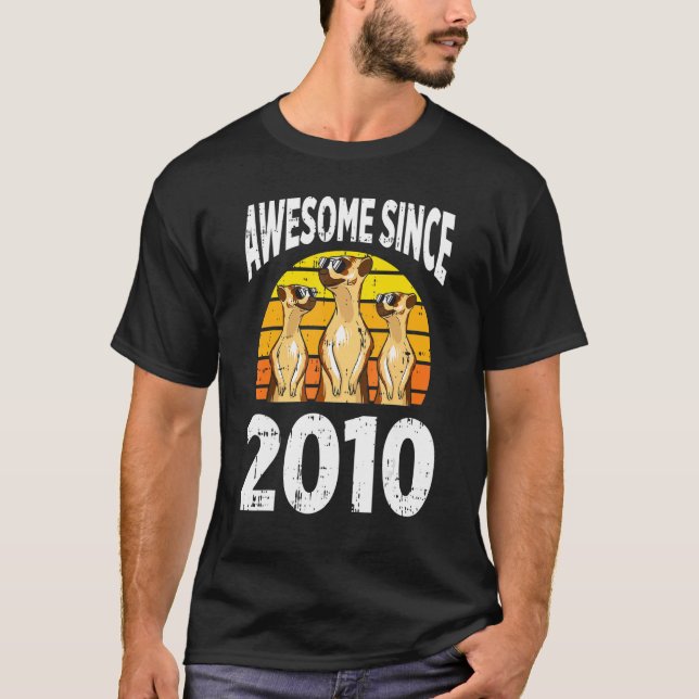 Meerkat Awesome Since 2010 12th Birthday 12 Years  T-Shirt (Front)