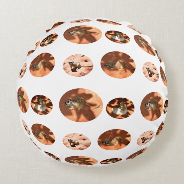 Meerkat Ball Shape, Round Cushion (Front)