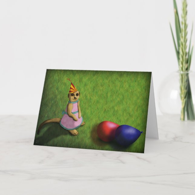 Meerkat Birthday, greeting card (Front)