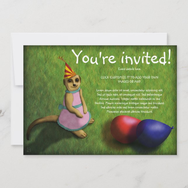 Meerkat Birthday, invitation (Front)
