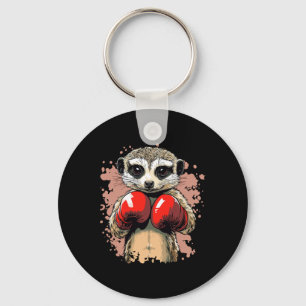 Meerkat Boxing Champion With Gloves Ready Key Ring