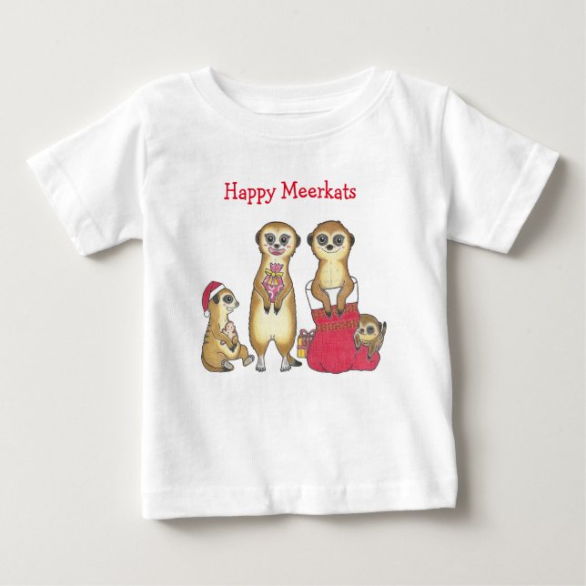 Meerkat Christmas Holiday Baby T-Shirt (Front)