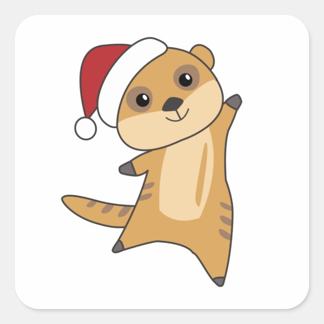 Meerkat Christmas Snow Winter Animals Square Sticker (Front)