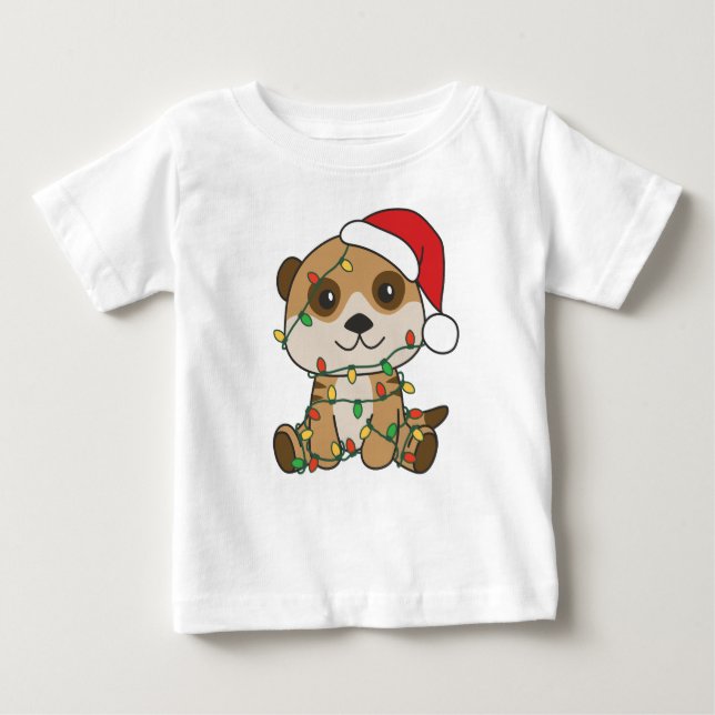Meerkat Christmas Winter Animals Holiday Meerkats Baby T-Shirt (Front)