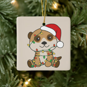 Meerkat Christmas Winter Animals Holiday Meerkats Ceramic Ornament