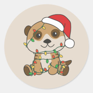 Meerkat Christmas Winter Animals Holiday Meerkats Classic Round Sticker