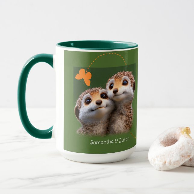 Meerkat Couple Together Forever Now and Always Mug (With Donut)