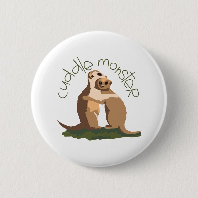 Meerkat Cuddle 6 Cm Round Badge (Front)
