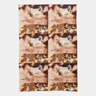 Meerkat Dirty Face Photo Collage, Tea Towel