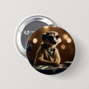 Meerkat DJ, 6 Cm Round Badge