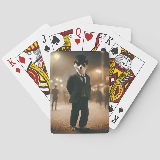 Meerkat Dressed For Black Tie Event,  Playing Cards (Back)