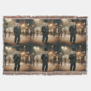 Meerkat Dressed For Black Tie Event,  Throw Blanket