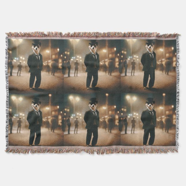Meerkat Dressed For Black Tie Event,  Throw Blanket (Front)