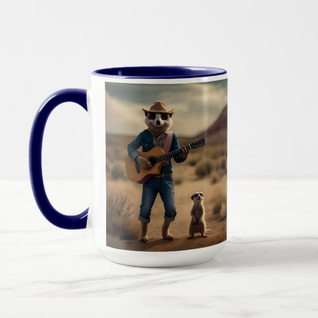 Meerkat Duet: Strumming Together in Harmony, Mug (Left)
