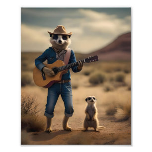 Meerkat Duet: Strumming Together in Harmony, Photo Print