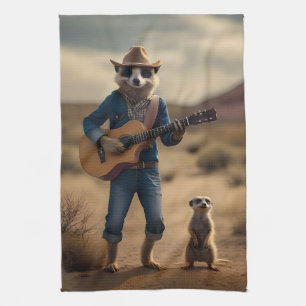 Meerkat Duet: Strumming Together in Harmony, Tea Towel