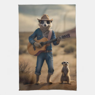 Meerkat Duet: Strumming Together in Harmony, Tea Towel