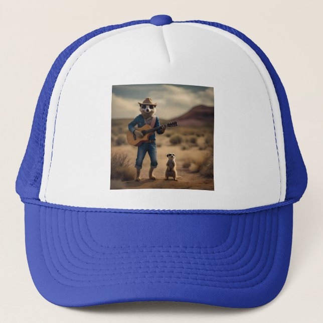Meerkat Duet: Strumming Together in Harmony, Trucker Hat (Front)
