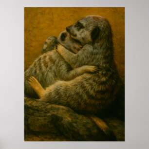 Meerkat Embrace – Heartfelt Wildlife Art Print