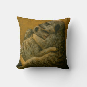 Meerkat Embrace – Heartfelt Wildlife Art Print Cushion