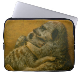 Meerkat Embrace – Heartfelt Wildlife Art Print Laptop Sleeve