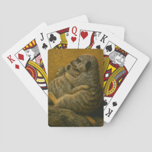 Meerkat Embrace – Heartfelt Wildlife Art Print Playing Cards
