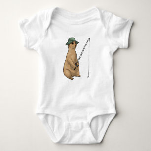 Meerkat Fishing Fisher Fishing rod Baby Bodysuit
