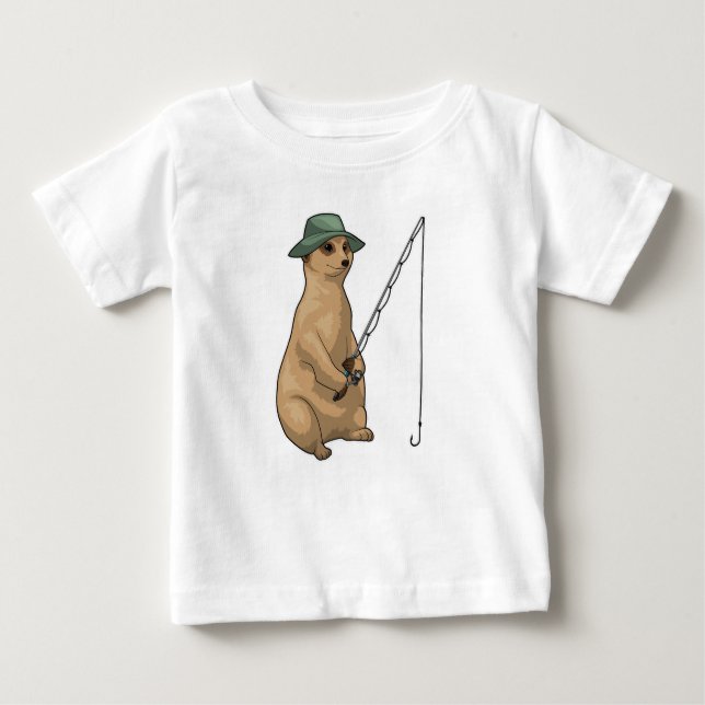 Meerkat Fishing Fisher Fishing rod Baby T-Shirt (Front)
